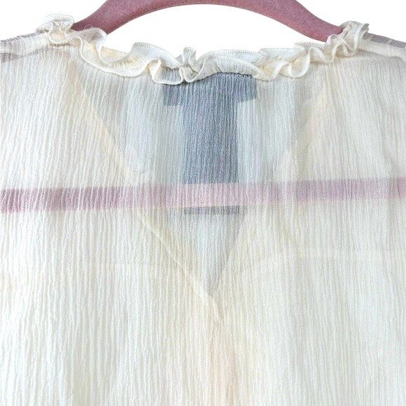 Alfani silk sheer ruffled sleeveless blouse, size 10, cream, Romantic Whimsy - Picture 8 of 8
